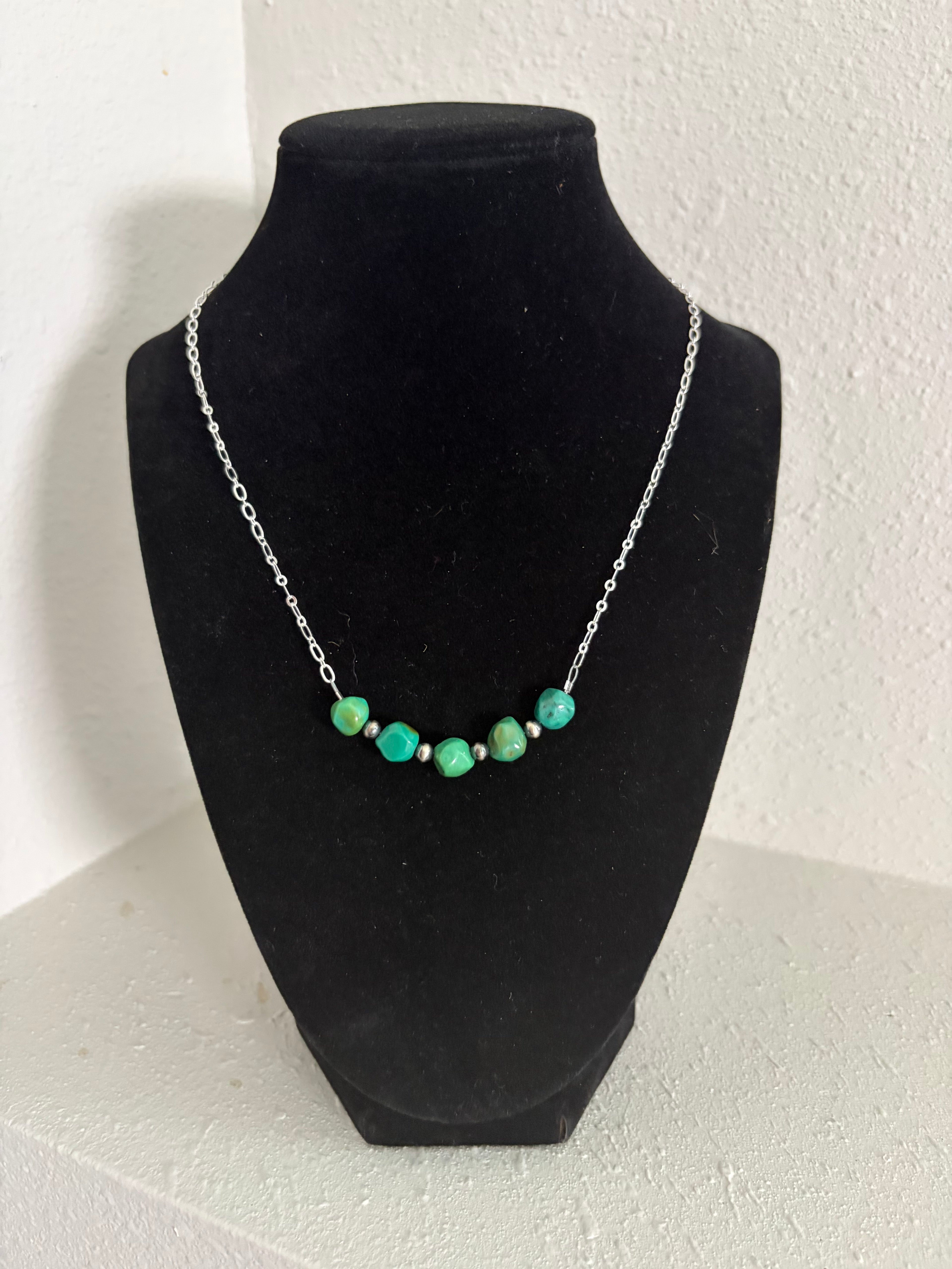 Turquoise Nugget Bar Necklace