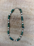 Turquoise chip and freshwater pearls