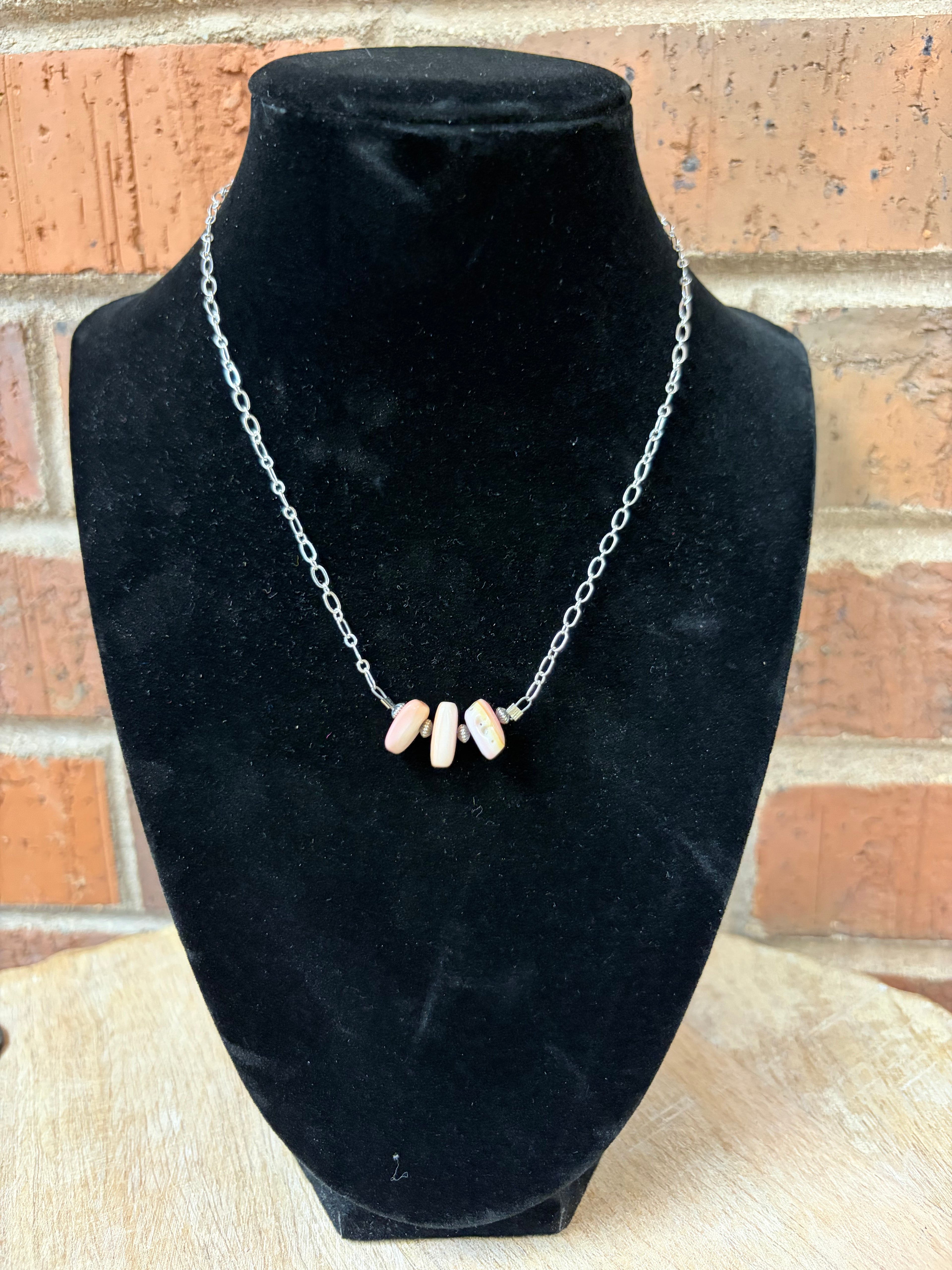 Pink Conch Bar Necklace