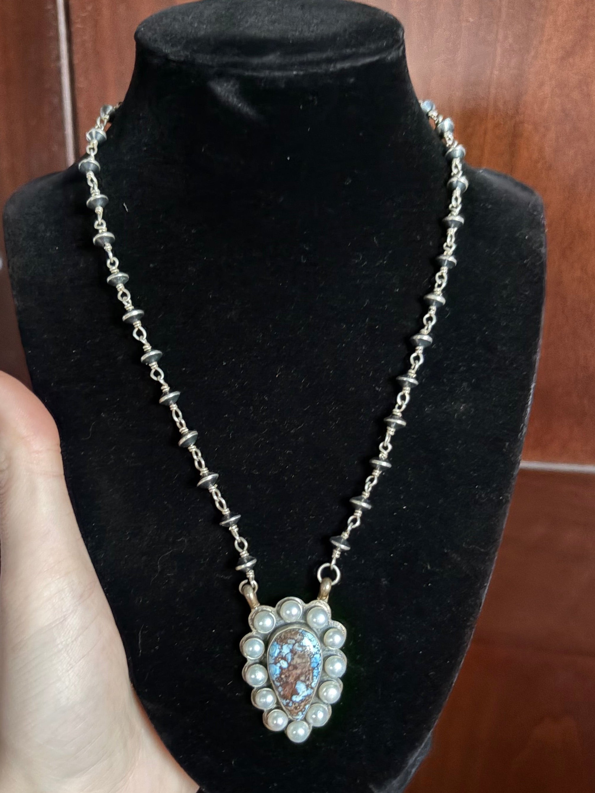 Golden Hills & Freshwater Pearl Rosary Style Necklace