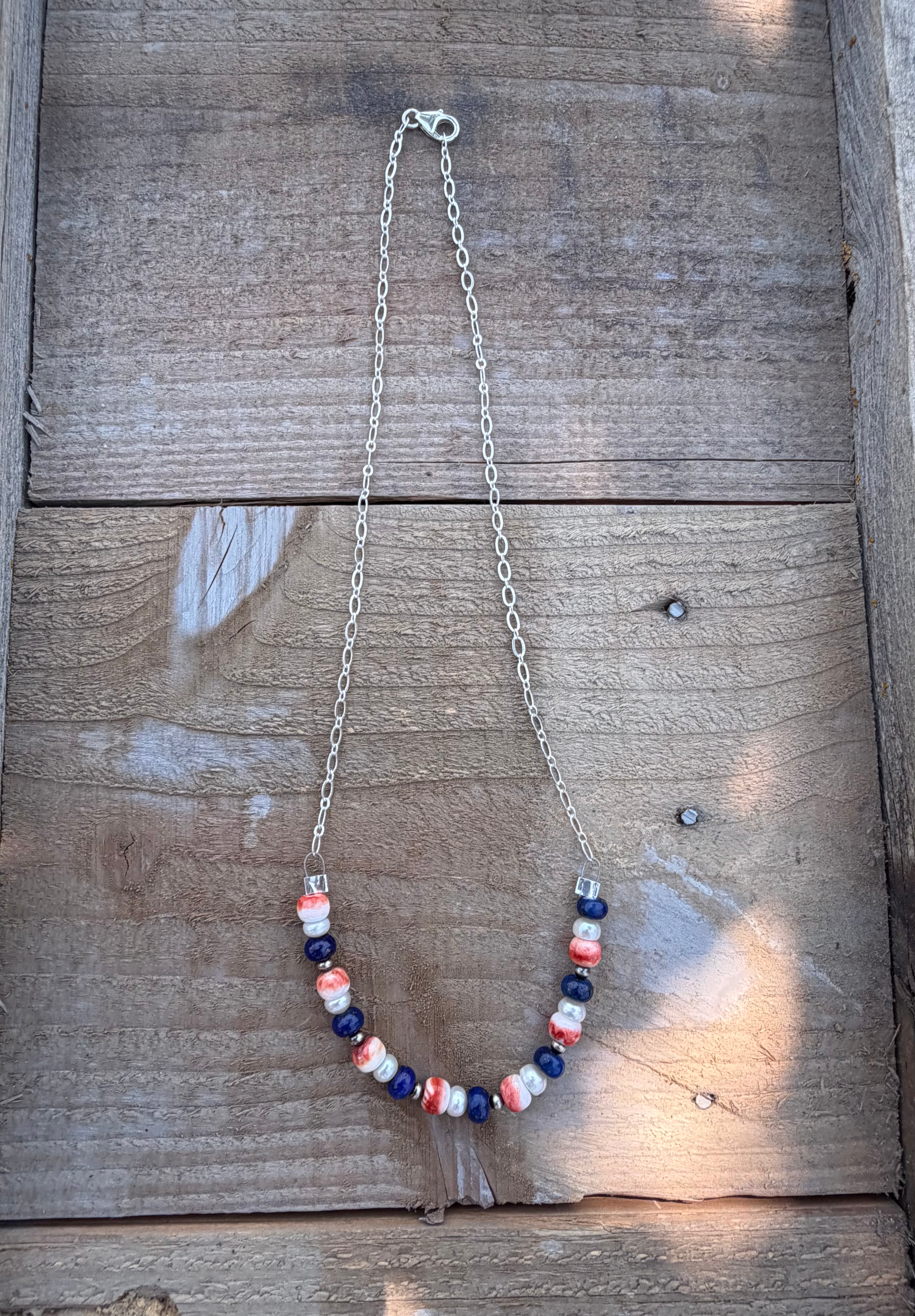 Red White & Blue Bar Necklace