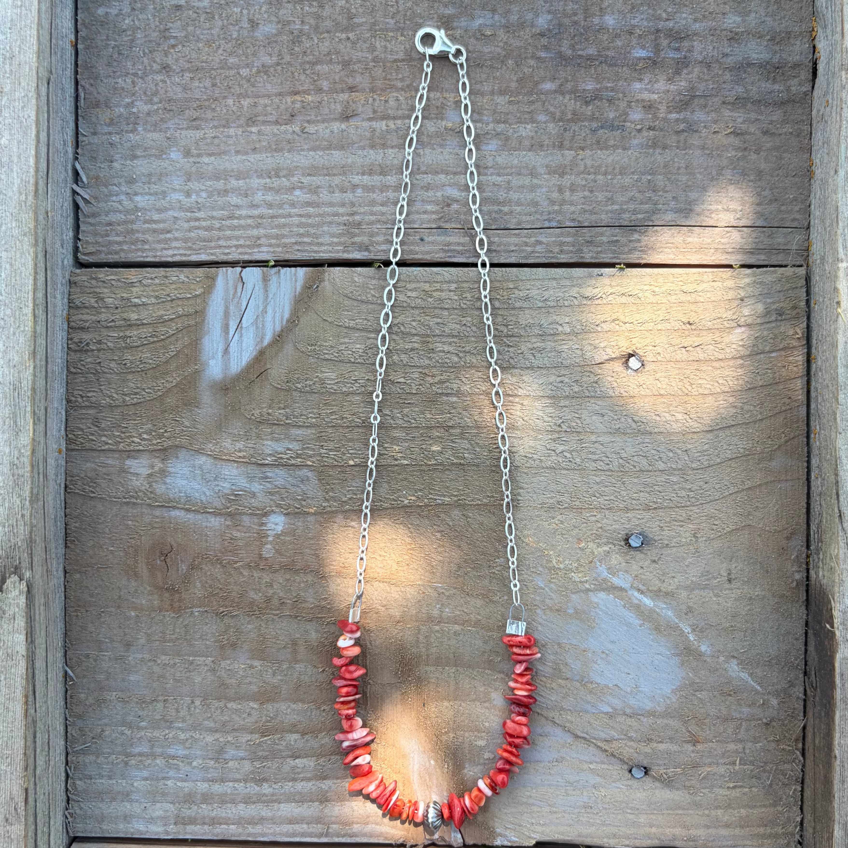 Red Spiny Bar Necklace