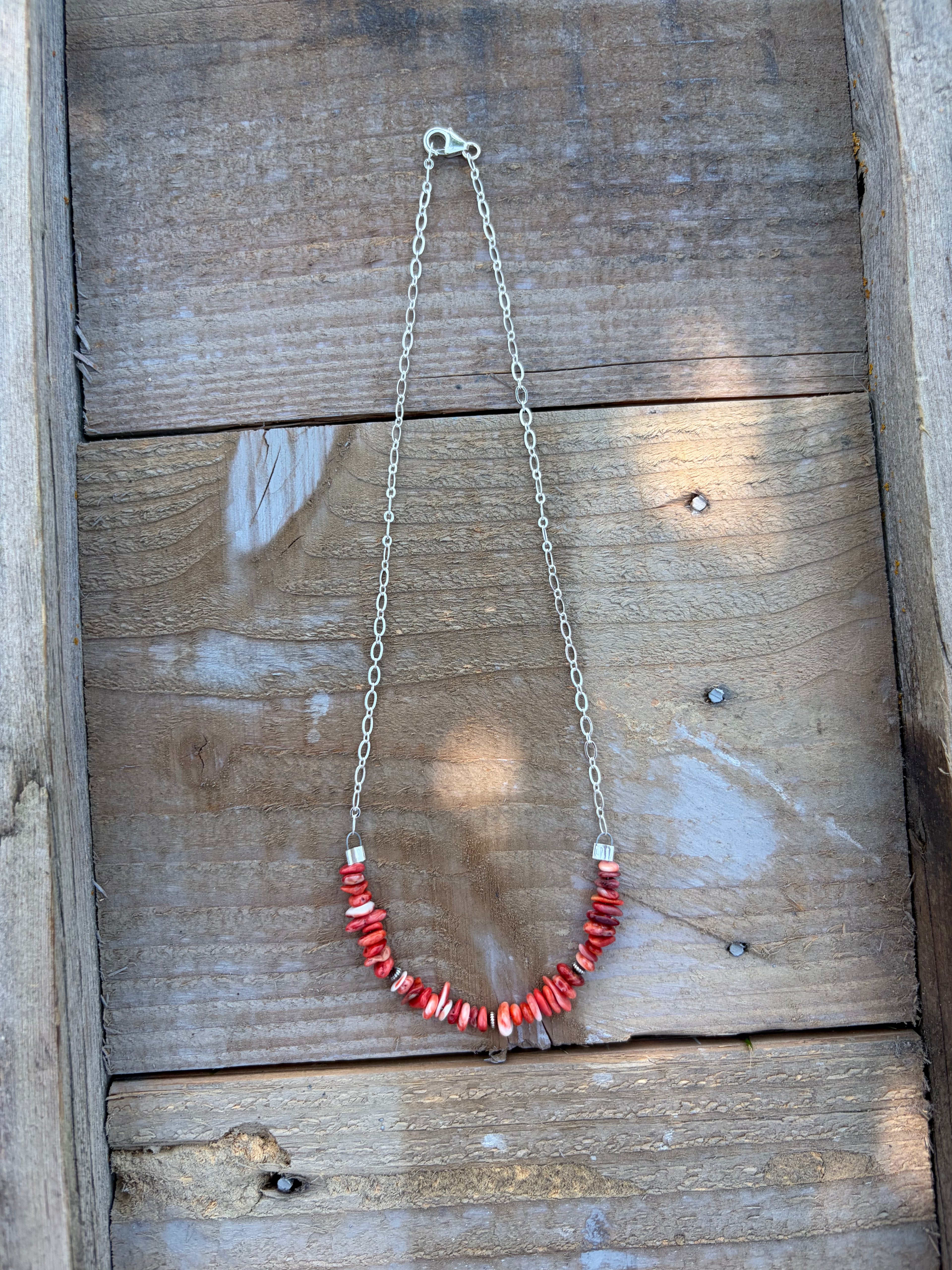 Red Spiny Bar Necklace